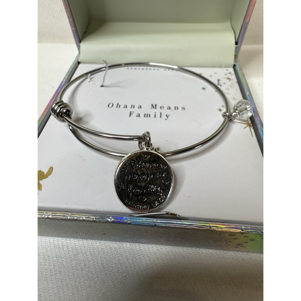 Disney Lilo & Stich Ohana Means Family flower bangle bracelet stainless steel - Picture 2 of 5